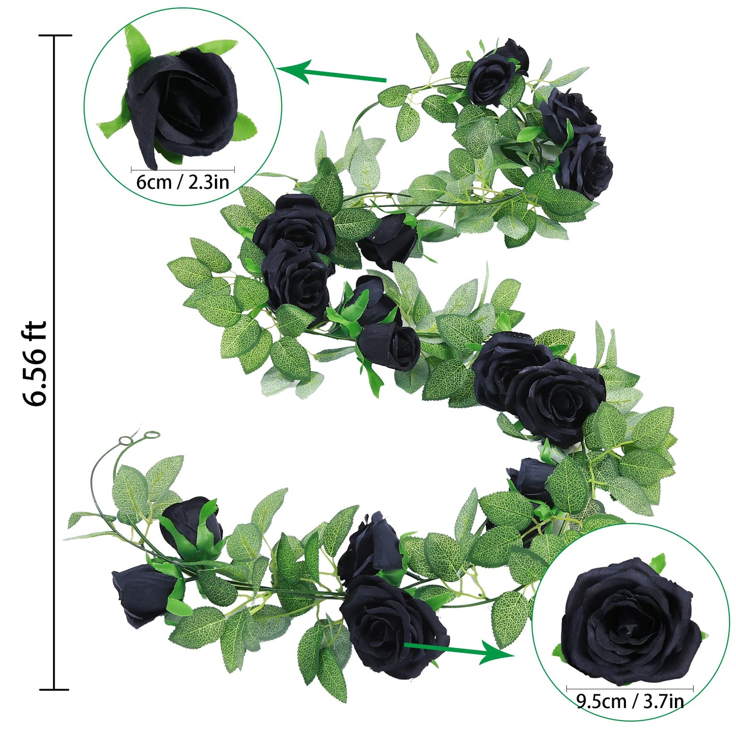 Felice Arts 2 Pack Pink Artificial Rose Garland Each 6.5FT Fake Rose Vine Hanging Floral Garland for Wedding Flowers Table Centerpiece Arrangement Baby Shower Decor