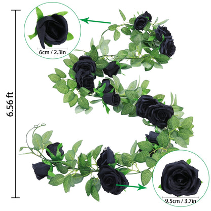 Felice Arts 2 Pack Pink Artificial Rose Garland Each 6.5FT Fake Rose Vine Hanging Floral Garland for Wedding Flowers Table Centerpiece Arrangement Baby Shower Decor