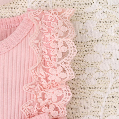 Baby Girl Summer Clothes Cute Newborn Girl Outfits Sleeveless Lace One Piece Romper + Headband 2pcs set 0-12 Months