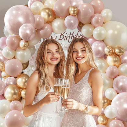 Black And White Balloon Arch Kit, Double Stuffed White And Black Balloons Garland Pearl White Sand Black Latex Balloons Different Size for Wedding Coquette Birthday Party Decorations