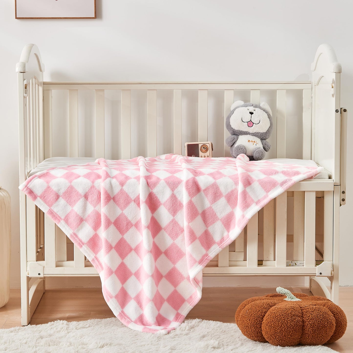 Yurhap Checkered Baby Blanket Fleece Baby Blankets for Boys, Ultra Soft Cozy Fluffy Infant Toddler Newborn Receiving Blankets for Crib Stroller, 30''x40'', Blue