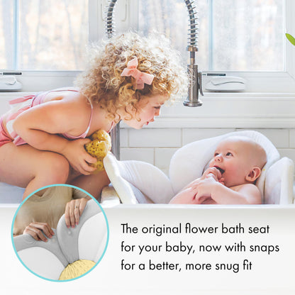 Blooming Bath Baby Bath Seat - Baby Tubs for Newborn Infants to Toddler 0 to 6 Months and Up - Baby Essentials Must Haves - The Original Washer-Safe Flower Seat (Lotus, Gray/White/Yellow)