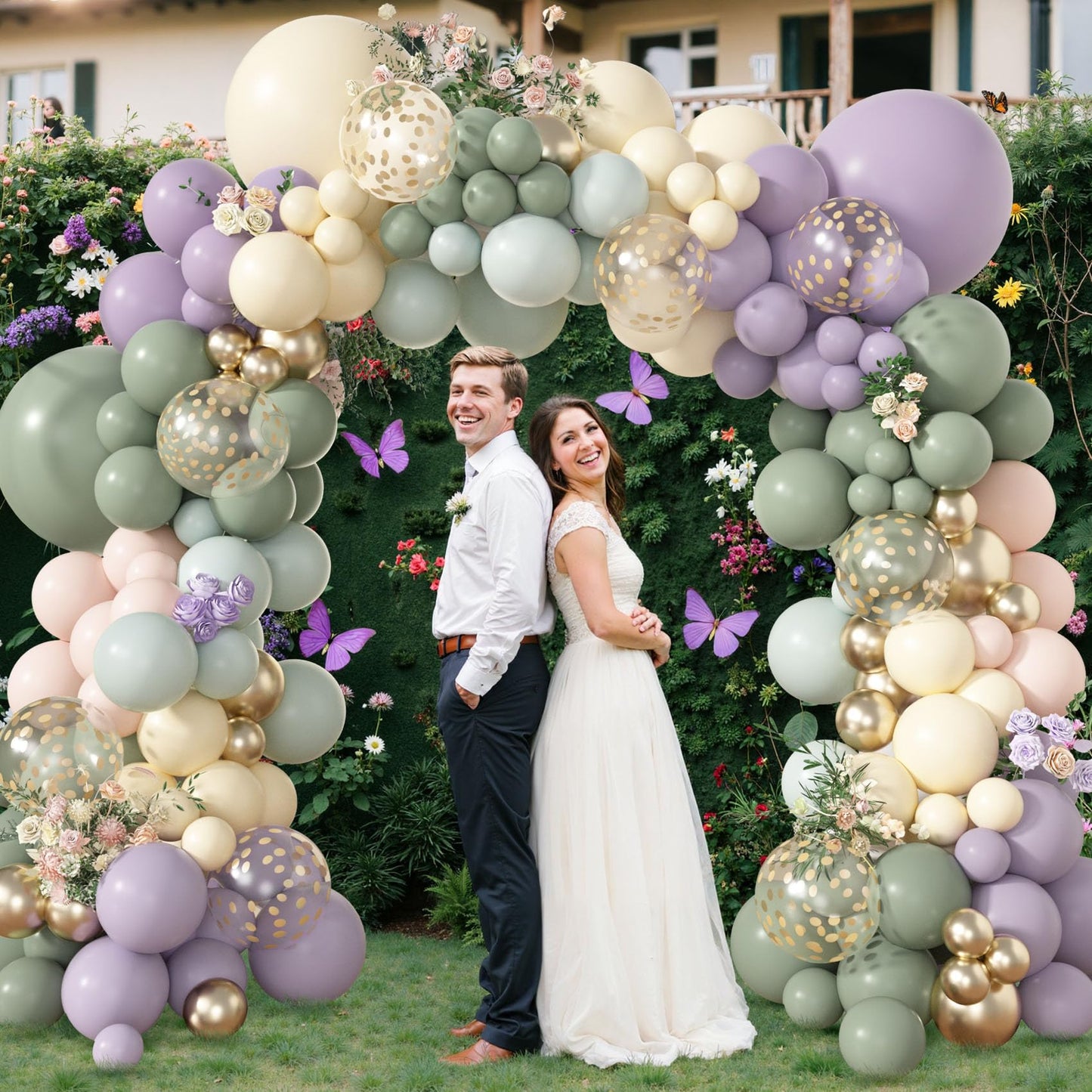 Amandir 173Pcs Pink Blue Green Balloon Arch Garland Kit, Dusty Baby Pink Mauve Pastel Mist Haze Green Blue Gold Confetti Balloons for Baby Shower Gender Reveal Wildflower Birthday Party Decorations