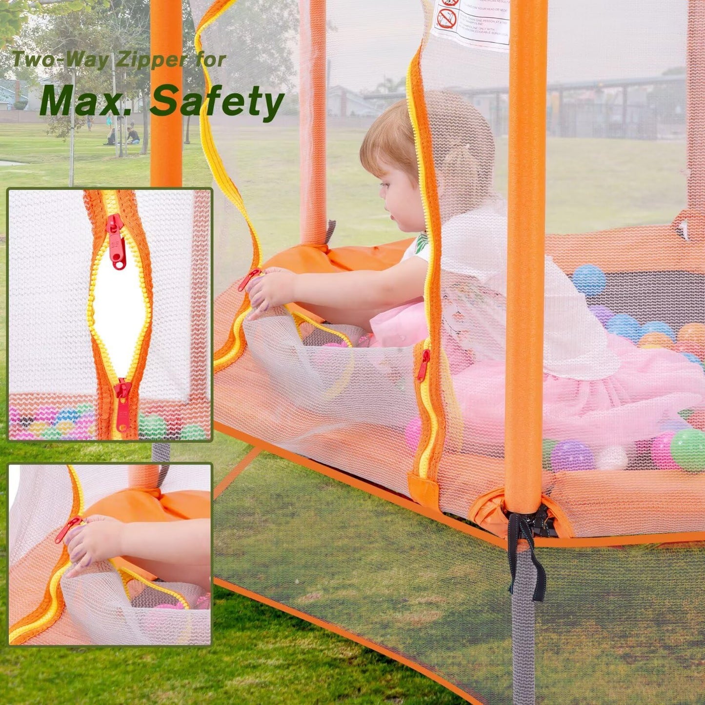 Merax 55" Mini Trampoline for Kids, 4.5FT Indoor Outdoor Toddler Trampoline with Safety Enclosure Net and Pit Balls Baby Small Trampoline Birthday Gifts for Girl and Boy Age 3 Months and up,