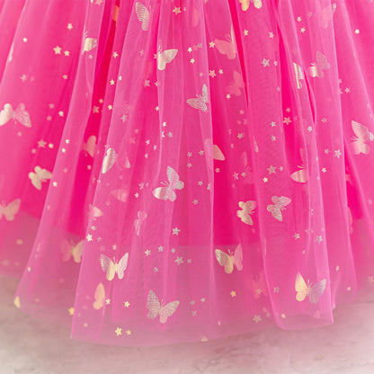 IDOPIP Toddler Baby Girls Shiny Butterfly Tutu Dress Princess Birthday Party Pageant Flower Girl Wedding V-Backless Dresses