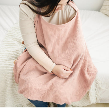 Konssy Muslin Nursing Cover for Baby Breastfeeding, Breathable 100% Cotton Breastfeeding Cover with Rigid Hoop for Mother Nursing Apron, Multi-use Carseat Canopy (Summer Wheat)