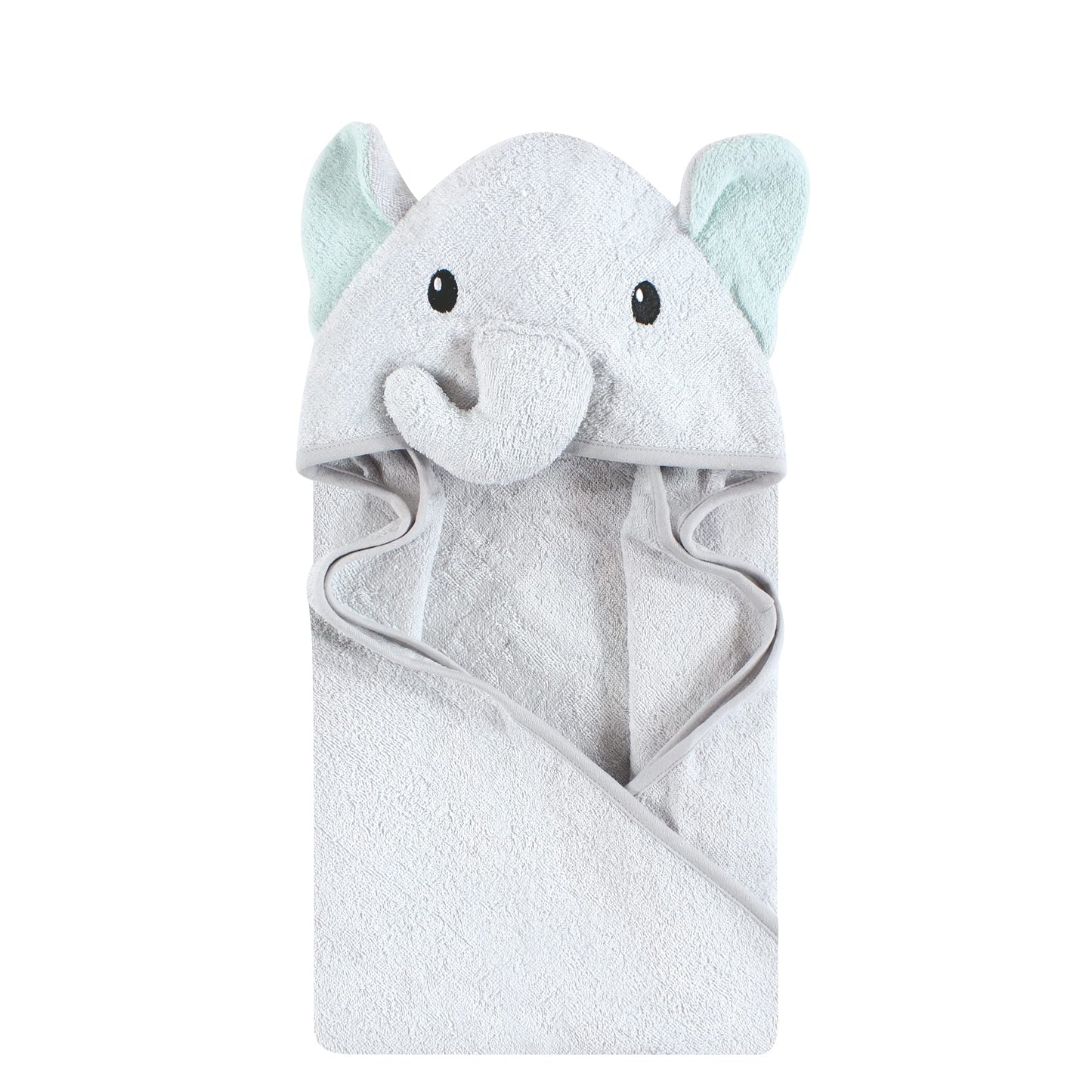 Hudson Baby Unisex Baby Cotton Animal Face Hooded Towel, Pretty Elephant, One Size