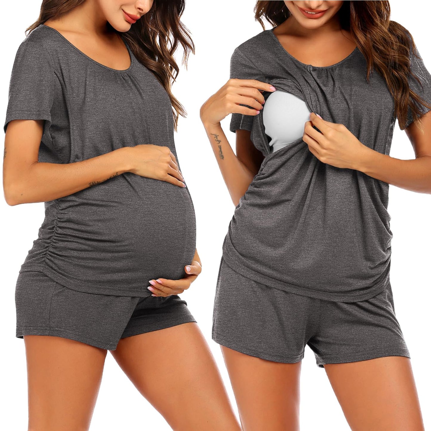Ekouaer Womens Maternity Pajamas Nursing Pjs for Breastfeeding Soft Postpartum Lounge Sets Sleepwear Layer Pregnancy Clothes