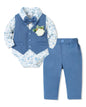 SANMIO Baby Boy Clothes Suits Infant Gentleman Outfit Collared Dress Shirt+Vest+Tie+Corsage+Pants 5Pcs Baby Suit Sets
