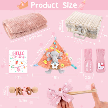 Baby Girls Shower Gift Set New Born Baby Gifts Baby Shower Gifts Basket for New Baby Girls Baby Shower Birthday Party