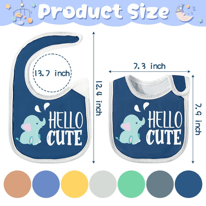 7Pcs Cotton Waterproof Baby Bibs Hook Loop Closure Newborn Bib Keepsake Baby Gift for Drooling Feeding Eating
