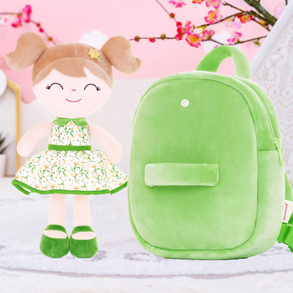 Gloveleya Toddler Backpack Baby Ballerina Girl Gifts Plush Curly Hair Ballet Backpack - Black Blonde 9 inches