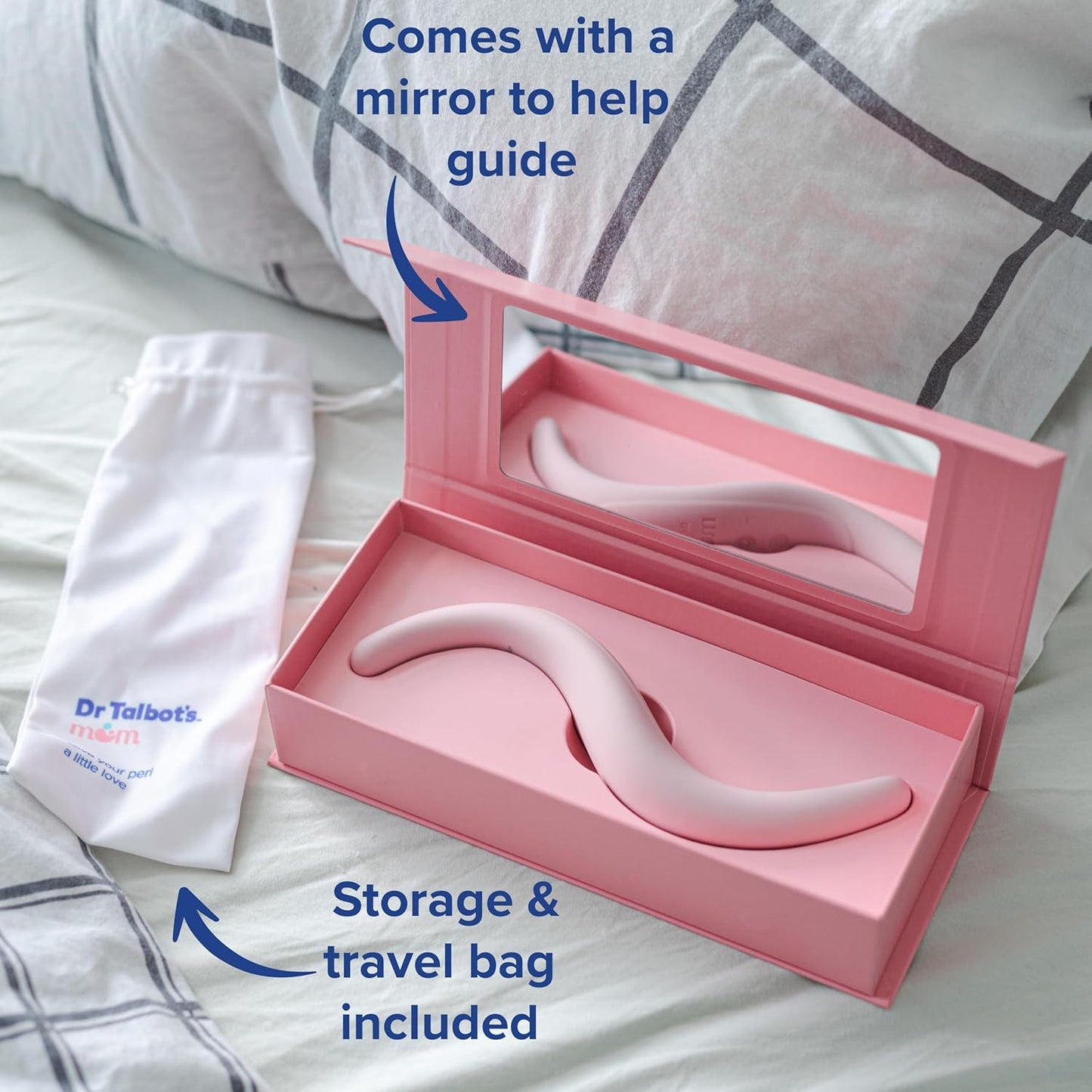 Dr. Talbot's Mom Perineal Massager for Pregnancy, Prep for Labor and Birth, Adjustable 3 Heat Modes and 5 Vibration Modes, Ergonomic Design with Mirror