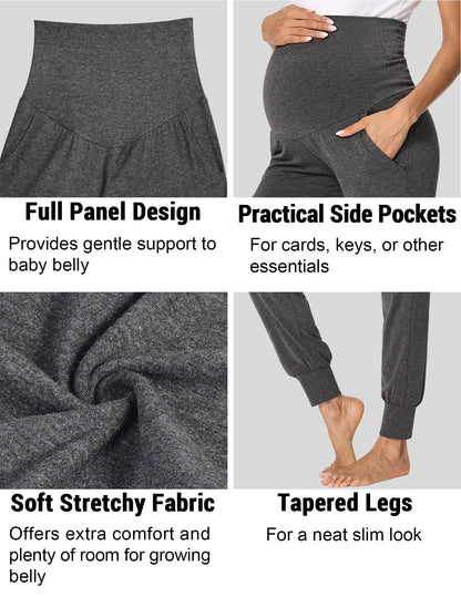 fitglam Women's Maternity Pants Over Belly Lounge Pajamas Clothes Pregnancy Must Haves Joggers with Pockets