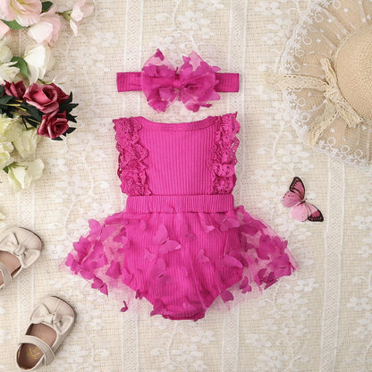 Baby Girl Summer Clothes Cute Newborn Girl Outfits Sleeveless Lace One Piece Romper + Headband 2pcs set 0-12 Months