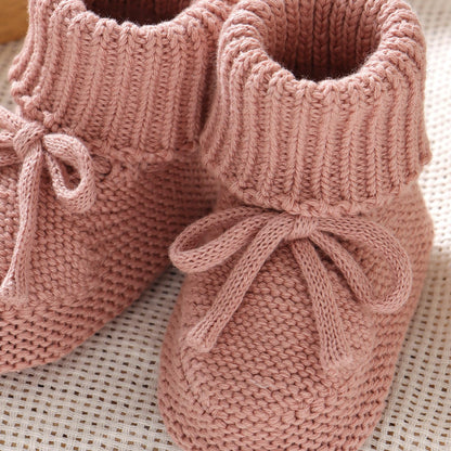 Hadetoto Baby Booties Newborn First Walkers Cozy Shoes Warm Knit Soft Booties for Toddler Infant Boy Girl