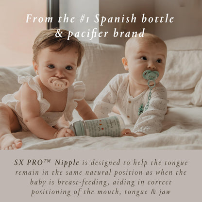 Suavinex Bonhomia SX PRO Physiological Pacifier, Supports Breastfeeding Babies, Pacifiers 18+ Months, 2 Pack Baby Pacifier, Baby Accessories, (Pink/Beige)