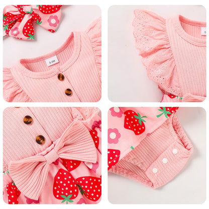 Sinhoon Baby Girl Clothes Newborn Ruffled Sleeveless Romper Floral Dreesy Bodysuit Heaedband 3pcs Baby Girl Summer Clothes