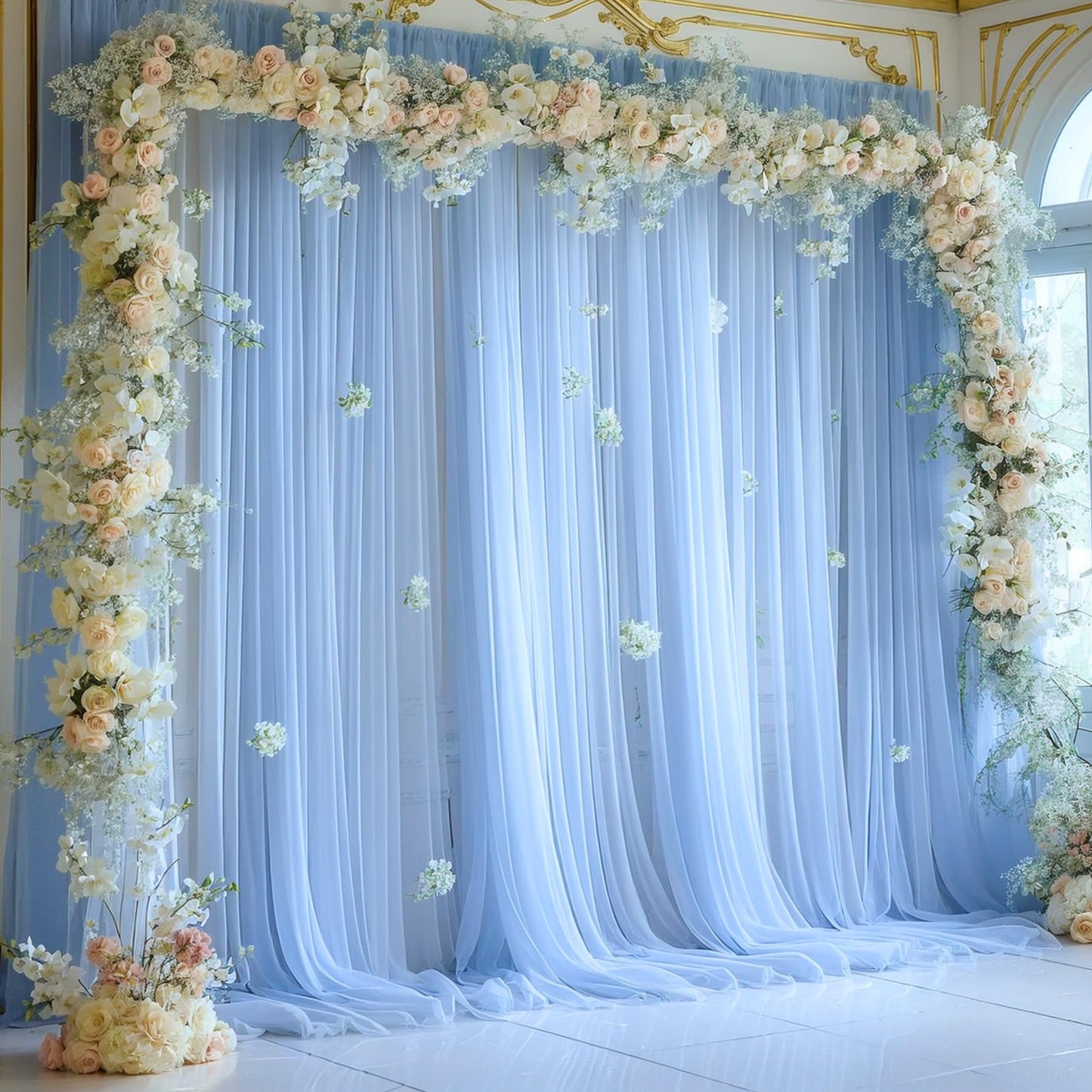 Champagne Tulle Backdrop Curtain for Parties Wedding 10ft×8ft Champagne Sheer Backdrop Curtains for Baby Shower Bridal Shower Reception Birthday Party Christmas Photoshoot Decorations 2 Panels