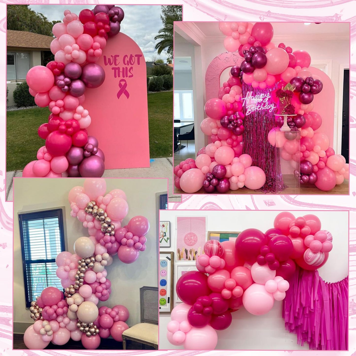 Pink White Balloon Arch Kit, Double Stuffed Pastel Pink Ivory White Balloon Garland, Baby Pink Cream White Balloons with 3pcs 18Inch Clear Balloons for Girls Birthday Baby Shower Party Decorations