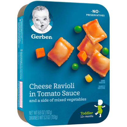 Gerber Pick-Ups Chicken and Parmesan Cheese Ravioli in Tomato Sauce Toddler Meals, 4.5 Oz Tray (Pack of 8)