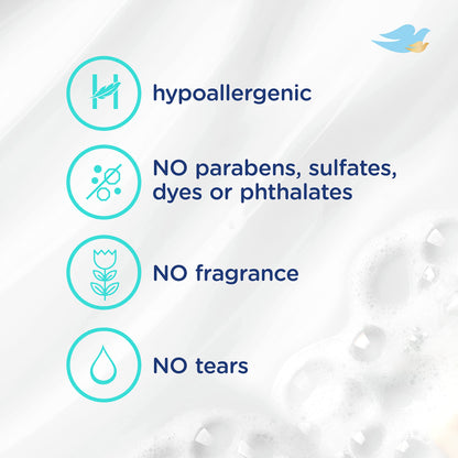 Baby Dove Sensitive Skin Care Baby Wash Fragrance Free Moisture For Baby Bath Time Fragrance Free and Hypoallergenic, Washes Away Bacteria 34 oz (Pack of 1)