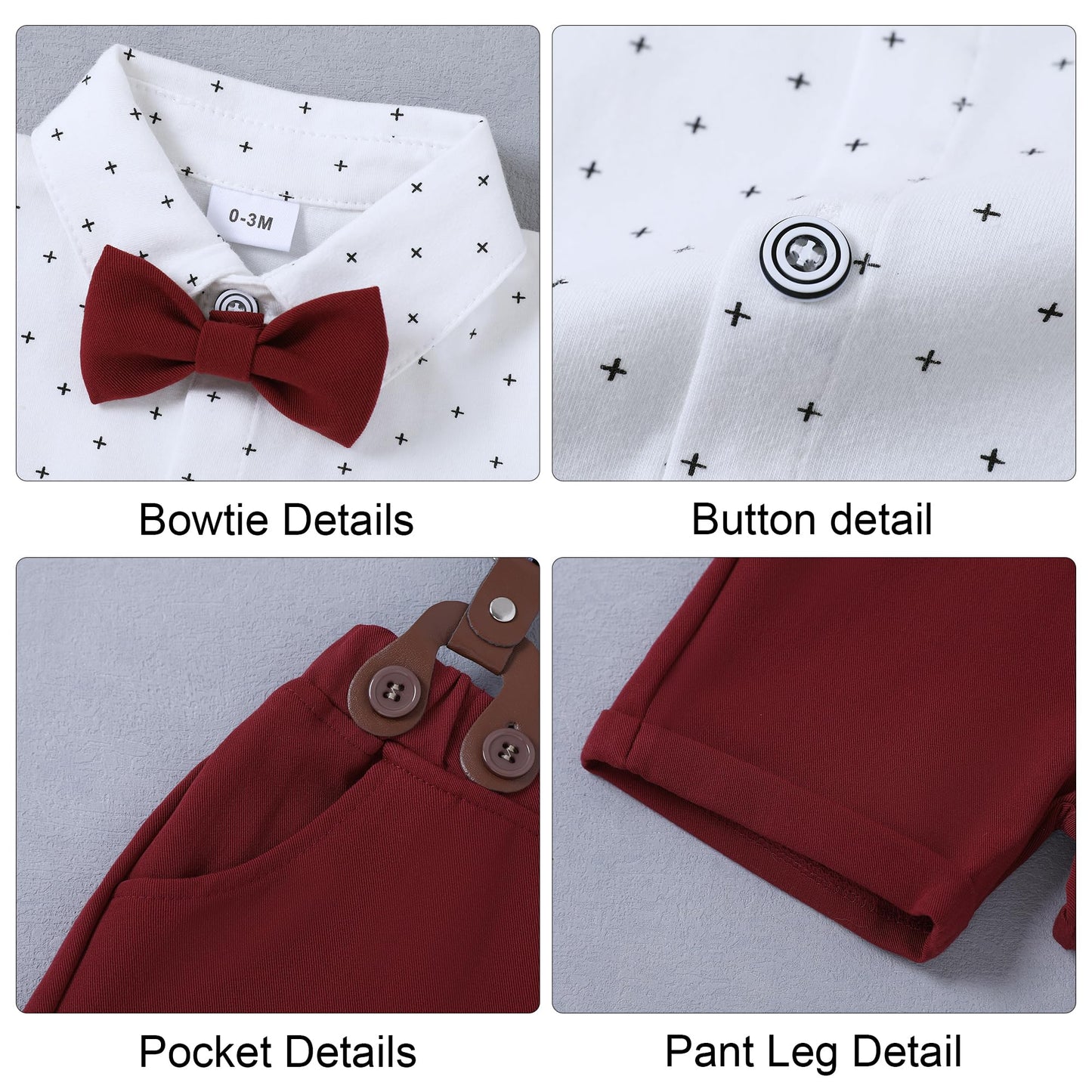 ZOEREA Baby Boy Clothes Suit Infant Short Sleeve Gentleman Outfits Dress Shirt+Bowtie+Suspender Shorts 0-18M