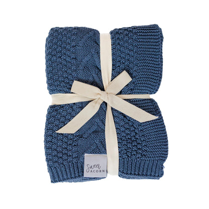 Knit Baby Blanket in Elegant Pattern, Organic Cotton Blankets for Crib or Stroller, Receiving Blankets - Salt White