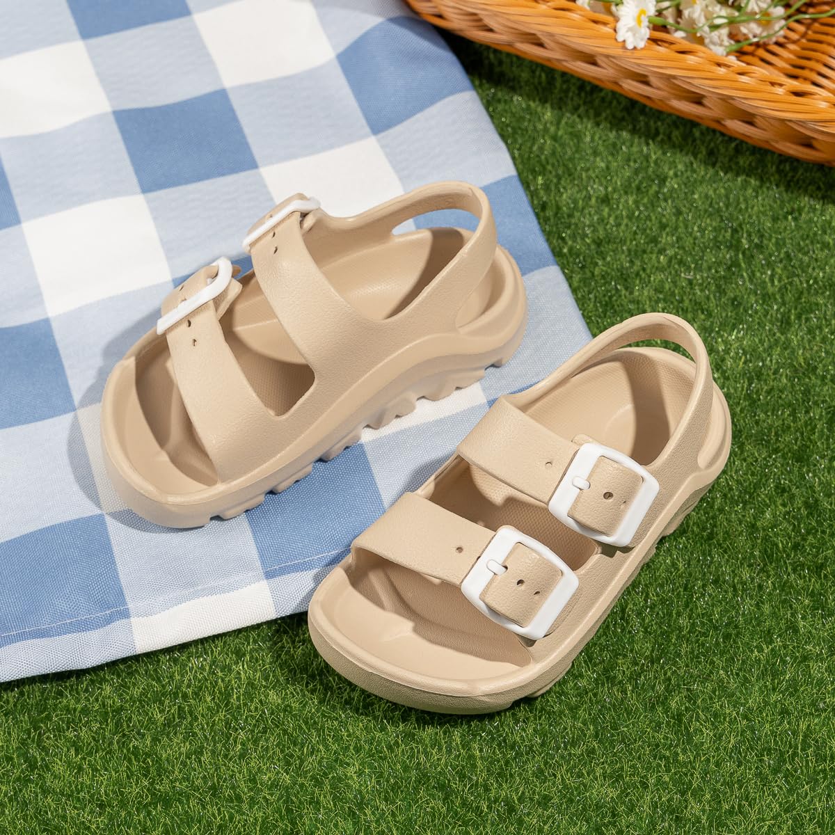 Casazoe Toddler Boys Girls EVA Comfort Lightweight Sandals Breathable Summer Beach Pool Casual Outdoor Shoes Adjustable Strap Open Toe Anti-Slip Quick Dry Shoe(Toddler/Little kids)