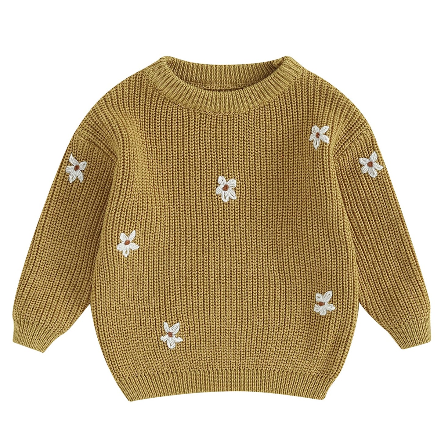 Mubineo Baby Girl Winter Clothes Cute Flower Sweater Crewneck Pullover Long Sleeve Knit Newborn Infant Sweaters