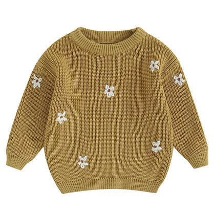 Mubineo Baby Girl Winter Clothes Cute Flower Sweater Crewneck Pullover Long Sleeve Knit Newborn Infant Sweaters