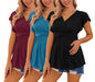 Ekouaer Maternity Shirts 3 Packs Flying Short Sleeve Nursing Tops Pregnancy Clothes