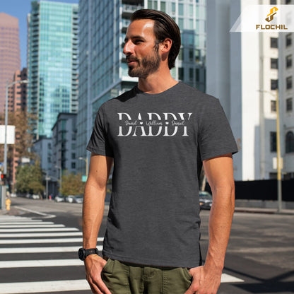 FLOCHIL Personalized Fathers Day Shirts with Kids Name, Custom Dad Shirts for Men, Gifts for Dad, Fathers Day, Christmas