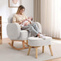 Rocking Chair with Ottoman, Upholstered Glider Rocker with High Backrest and Side Pocket, Rocking Accent Armchair with Solid Wood Legs for Nursery, Living Room, Bedroom Green