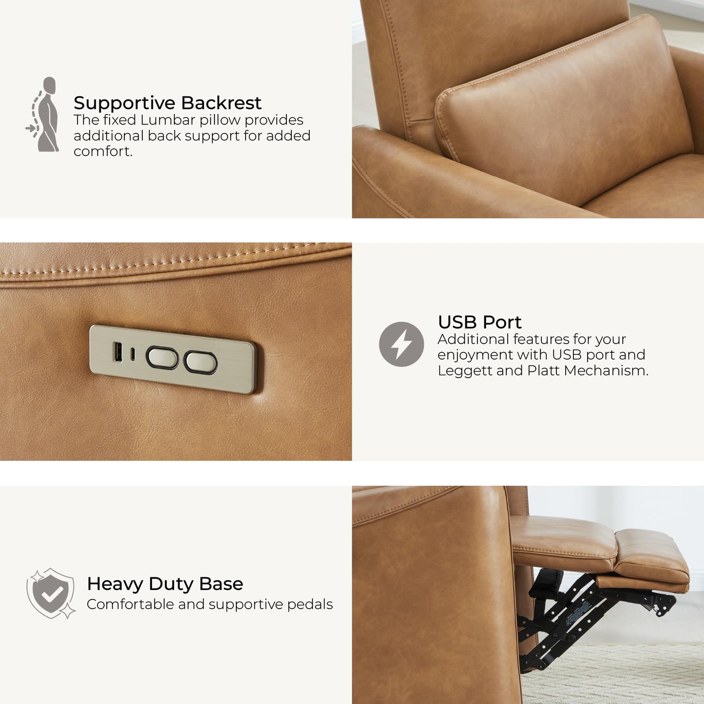 CHITA Power Recliner Chair Swivel Glider, FSC Certified Upholstered Living Room Nursery Reclining Sofa Chair with Lumbar Support, Linen