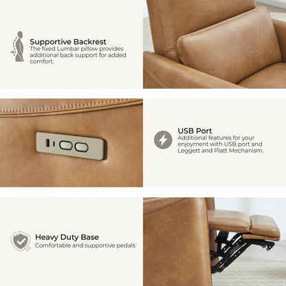 CHITA Power Recliner Chair Swivel Glider, FSC Certified Upholstered Living Room Nursery Reclining Sofa Chair with Lumbar Support, Linen