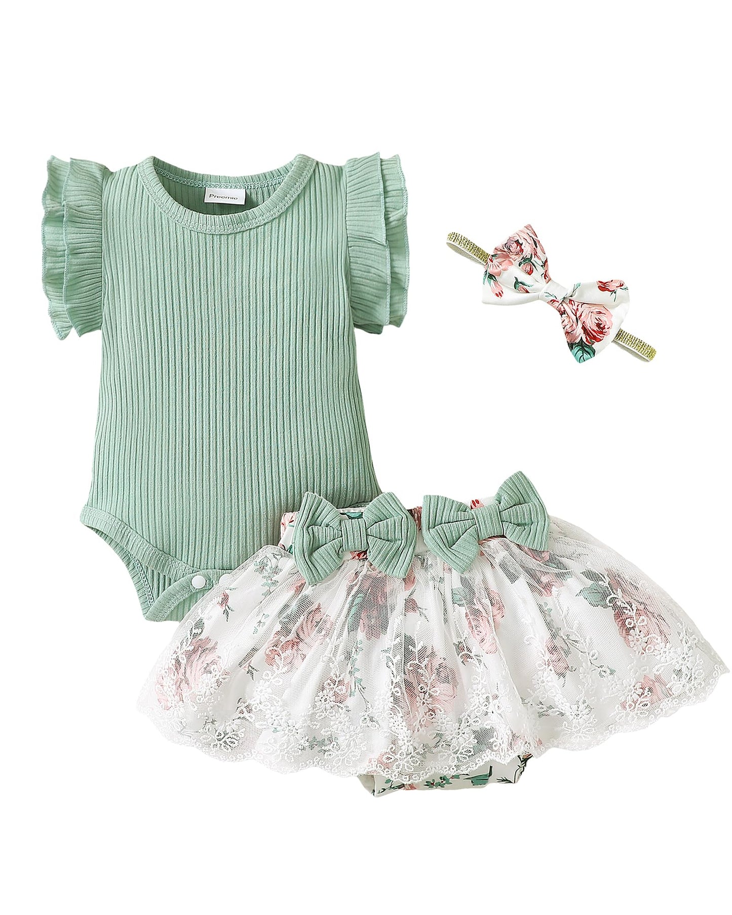 Mioglrie Preemie Clothes Girl Newborn Girl Outfits Infant Baby Girl Clothes Summer Romper Dress Shorts Set