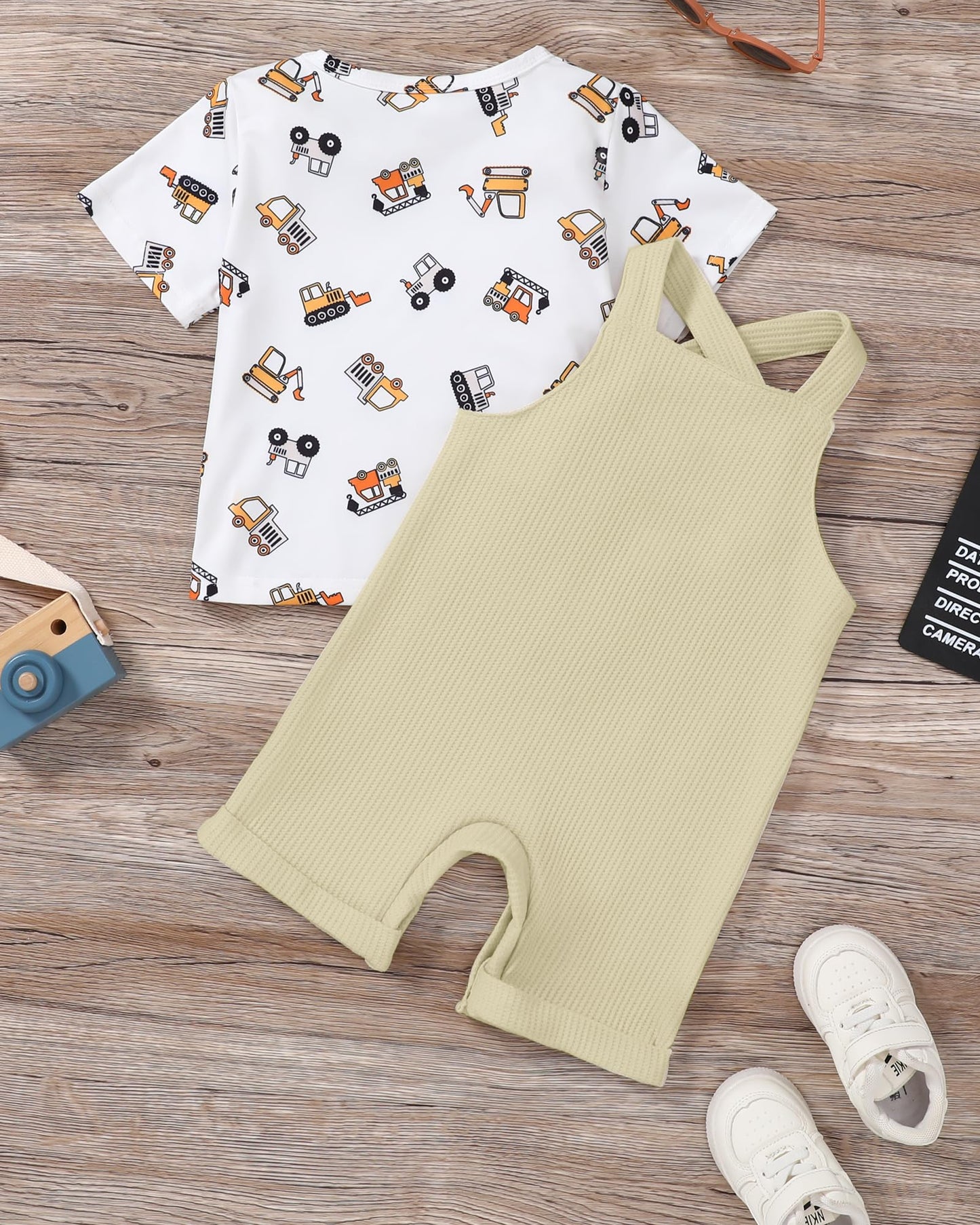 ZOEREA Toddler Baby Boys Clothes Summer Outfit Stripe T-Shirt and Shortall Romper Set Cute Jumpsuit Solid Color 6M-4T