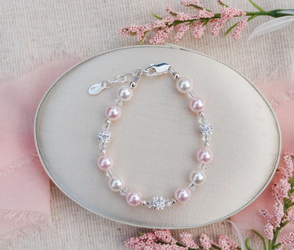 Cherished Moments Children's 14K Gold-plated or Sterling Silver Bracelet with Stardust Beads and Austrian Crystals for Babies, Infants, Toddlers, and Girls Jewelry Gifts