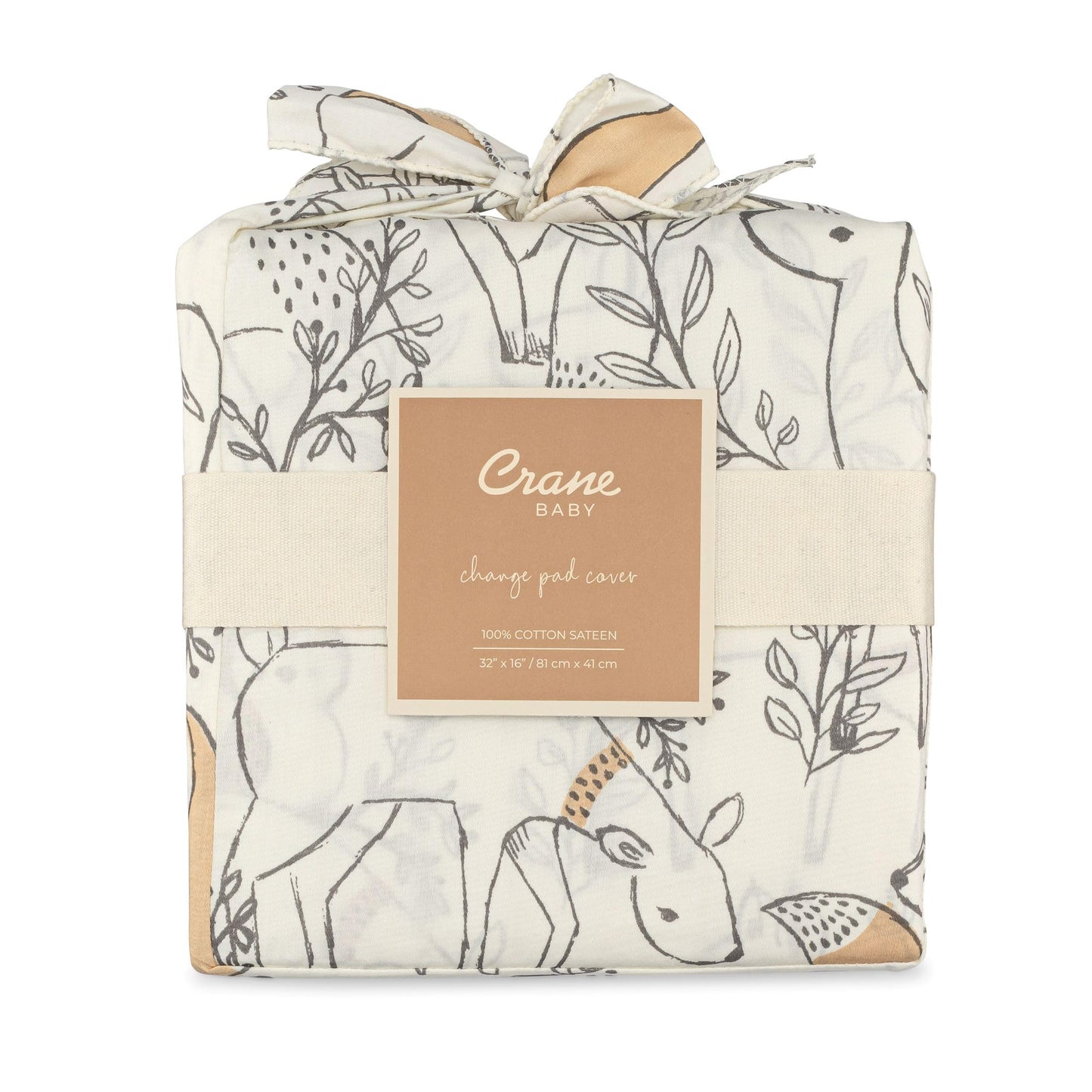 Crane Baby Quilted Changing Pad Cover with Animal Print, Breathable Cotton Sateen, Fits Standard 16”X32” Pads, Ocean Whale Blue