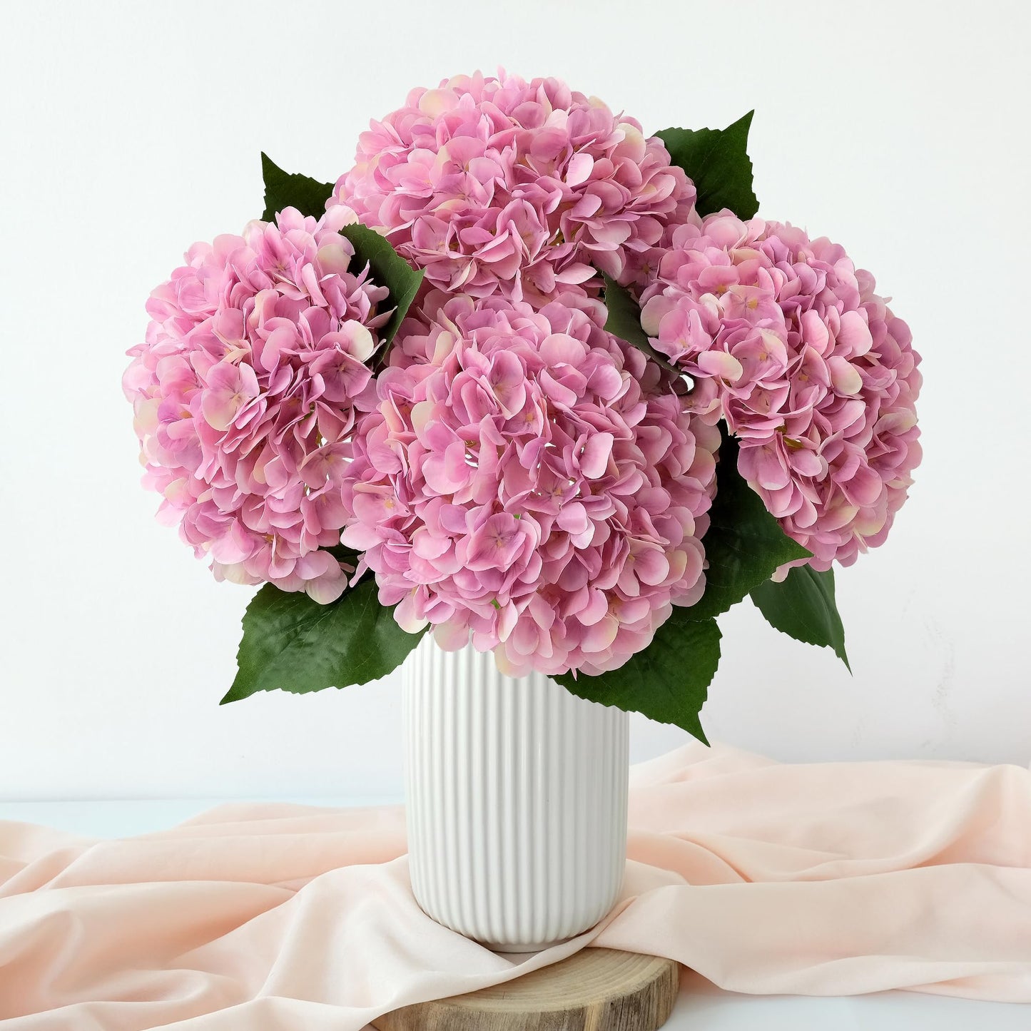 4 Pcs Pink Hydrangeas Artificial Flowers, 20 inches Large Lifelike Fake Silk Flowers, Faux Hydrangeas Flowers for Wedding Home Party Decor Baby Shower Table Centerpiece