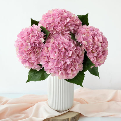 4 Pcs Pink Hydrangeas Artificial Flowers, 20 inches Large Lifelike Fake Silk Flowers, Faux Hydrangeas Flowers for Wedding Home Party Decor Baby Shower Table Centerpiece