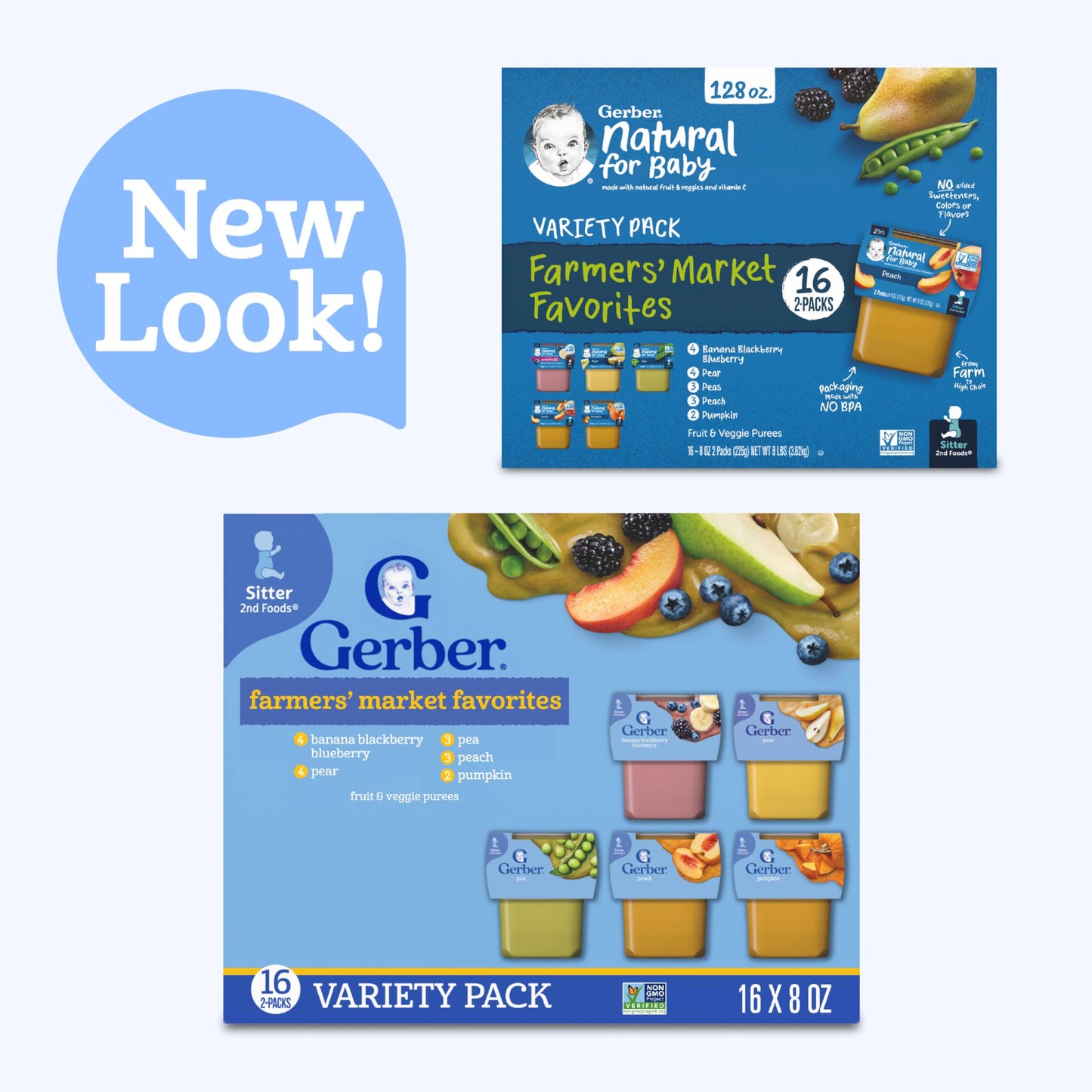 Gerber Stage 2 Baby Food, Super Blends Puree Tubs, No Added Colors or Flavors, Baby Puree, Variety 32-Pack