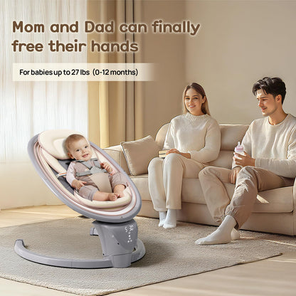 Baby Swings for Infants, Electric Infant Swing with Remote Control, Portable Baby Swing with 5-Point Harness, 5 Speeds, and 10 Preset Lullabies (Adapter Included)