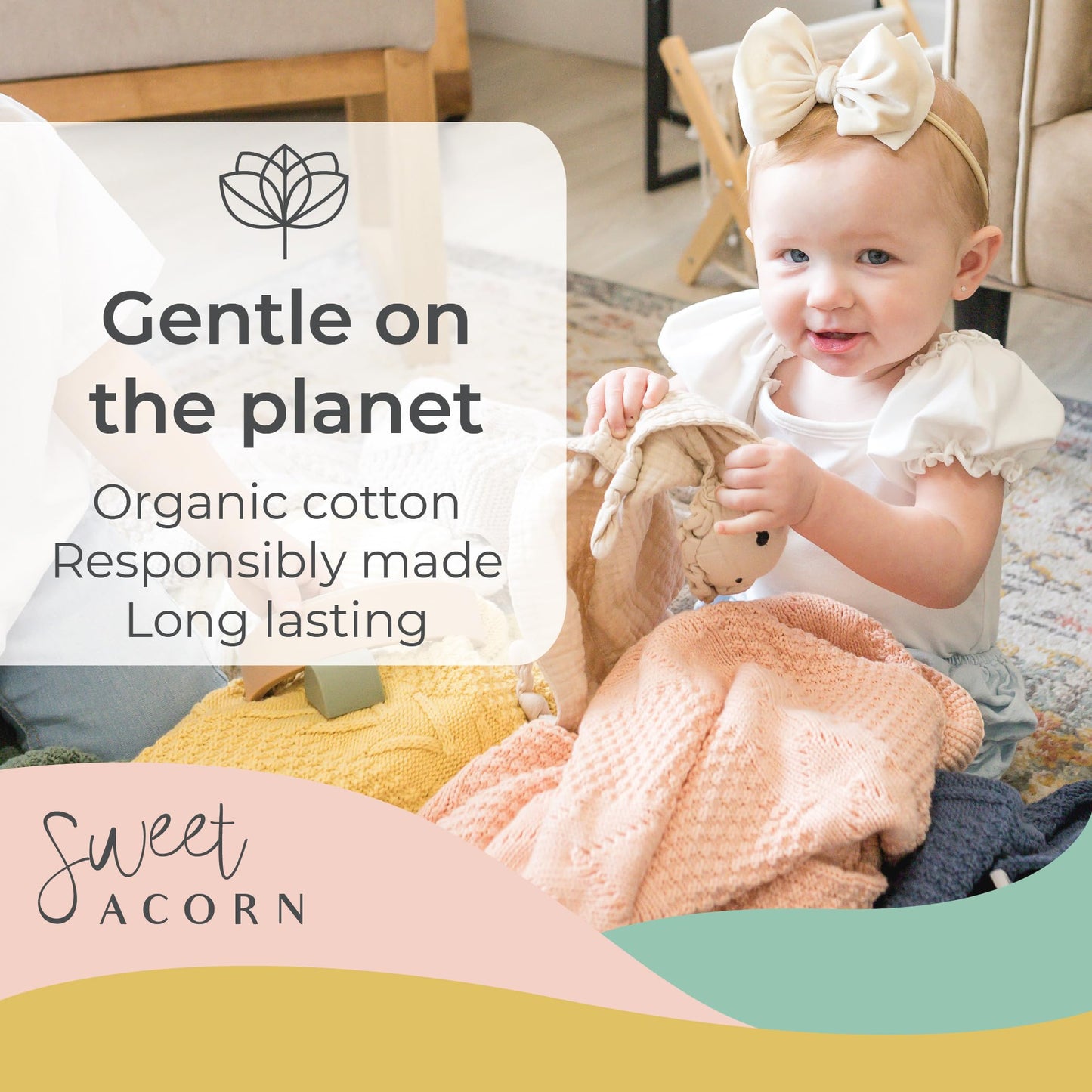 Knit Baby Blanket in Elegant Pattern, Organic Cotton Blankets for Crib or Stroller, Receiving Blankets - Salt White