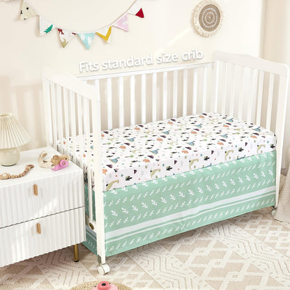 3-Piece Crib Sets for Boys - Ultra Soft Baby Boy Crib Bedding Set Includes Crib Comforter, Sheet & Skirt (Dinosaur)