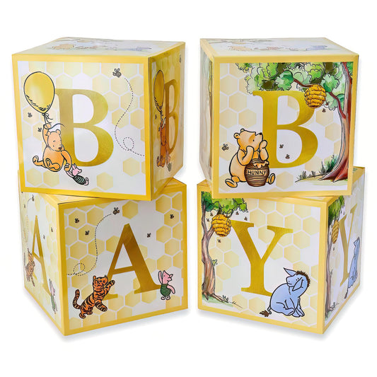 Kate Aspen Woodland Baby Shower Boxes with Letters for Baby Shower Gender Reveal Decorations Photo Prop & Forest Animal Nursery Decor (Set of 4 Blocks Spells Baby)