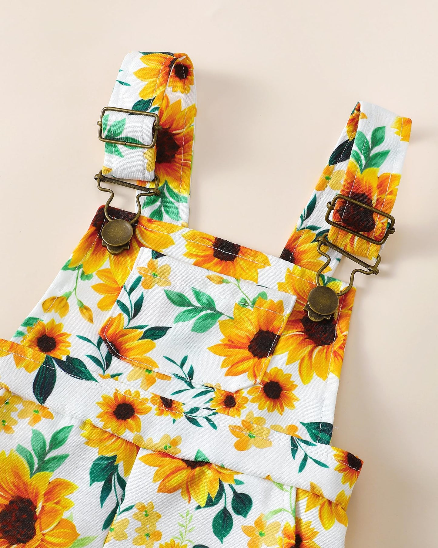SUNNY PIGGY Toddler Baby Girl Overalls Clothes Toddler Adjustable Suspender Jumpsuit Short Sleeve Outfit Little Girl's Set