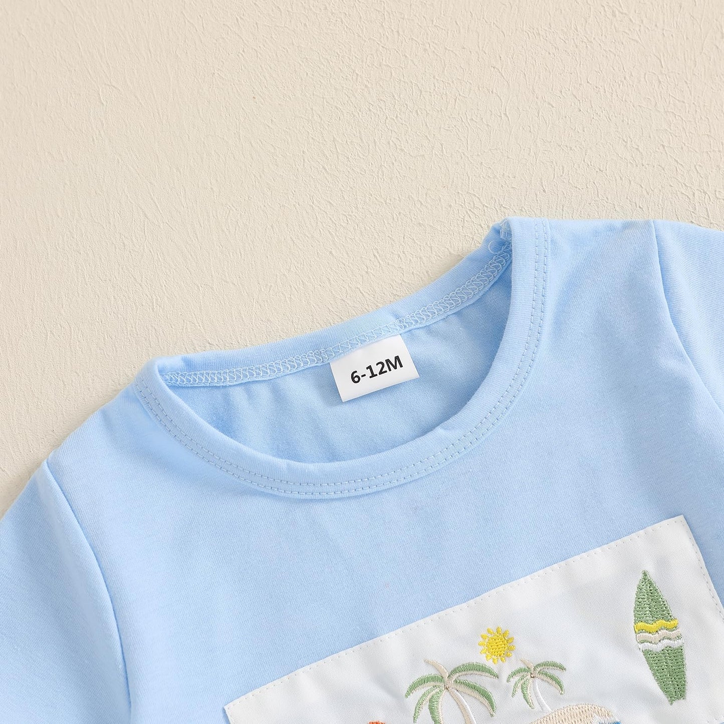 fhutpw Baby Toddler Boy Summer Clothes Embroidery Pattern Short Sleeve Tops & Casual Shorts 6 12 18 Months Outfits Sets