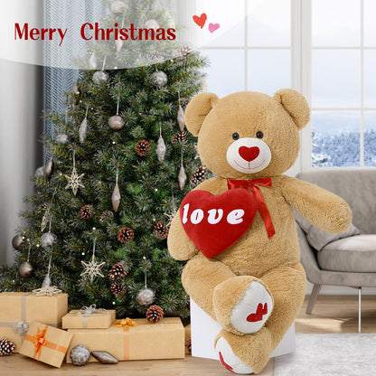 MorisMos Smile Giant Teddy Bear, 51inch Large Stuffed Bears with Big Footprints, Big Stuffed Animals Cuddly Plush Gifts for Girlfriends, Boyfriend, Dark Brown